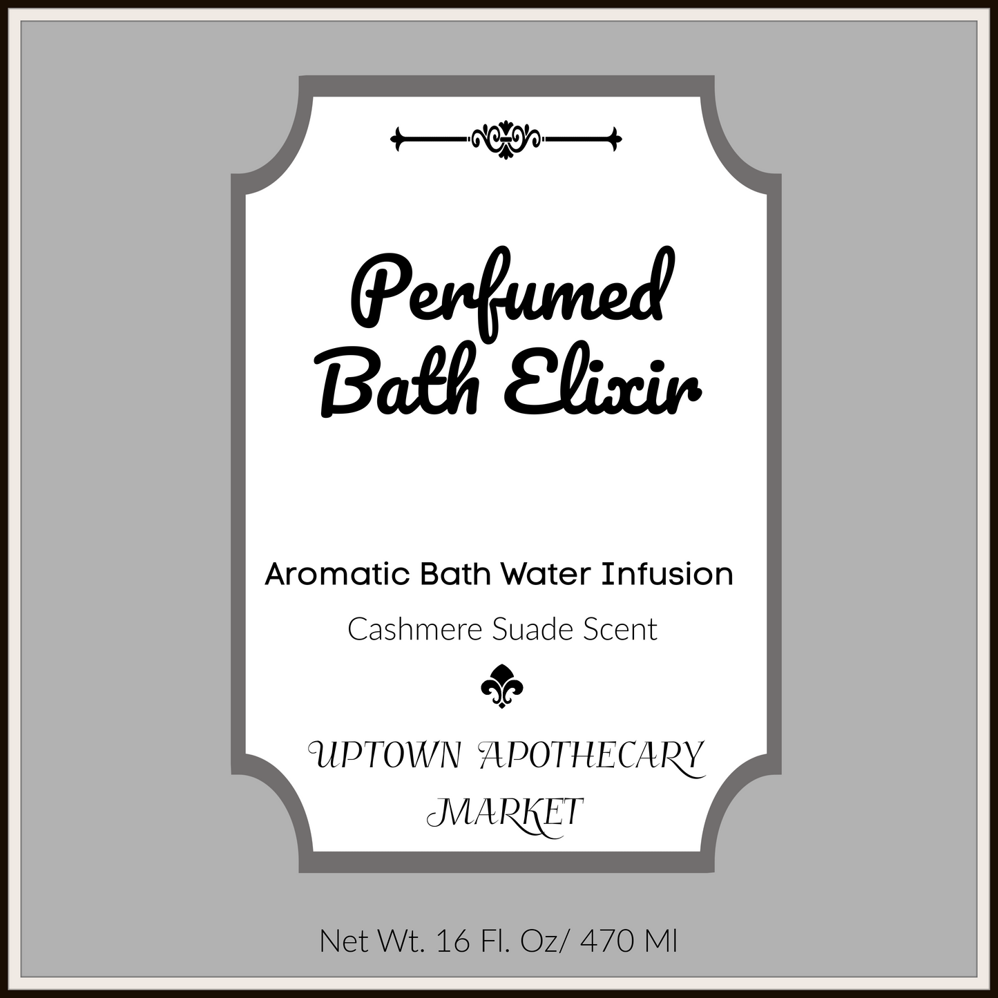 Perfumed Bath Elixir Aromatic Bath Water Infusion Cashmere Suede Essential Oil Blend 16 fl. oz.