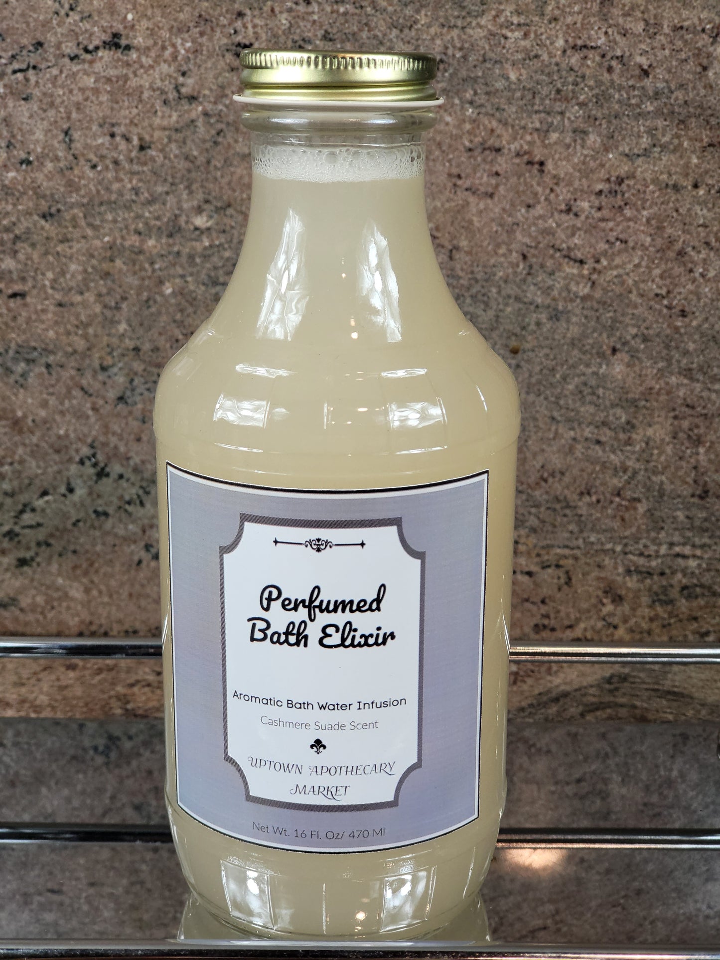Perfumed Bath Elixir Aromatic Bath Water Infusion Cashmere Suede Essential Oil Blend 16 fl. oz.