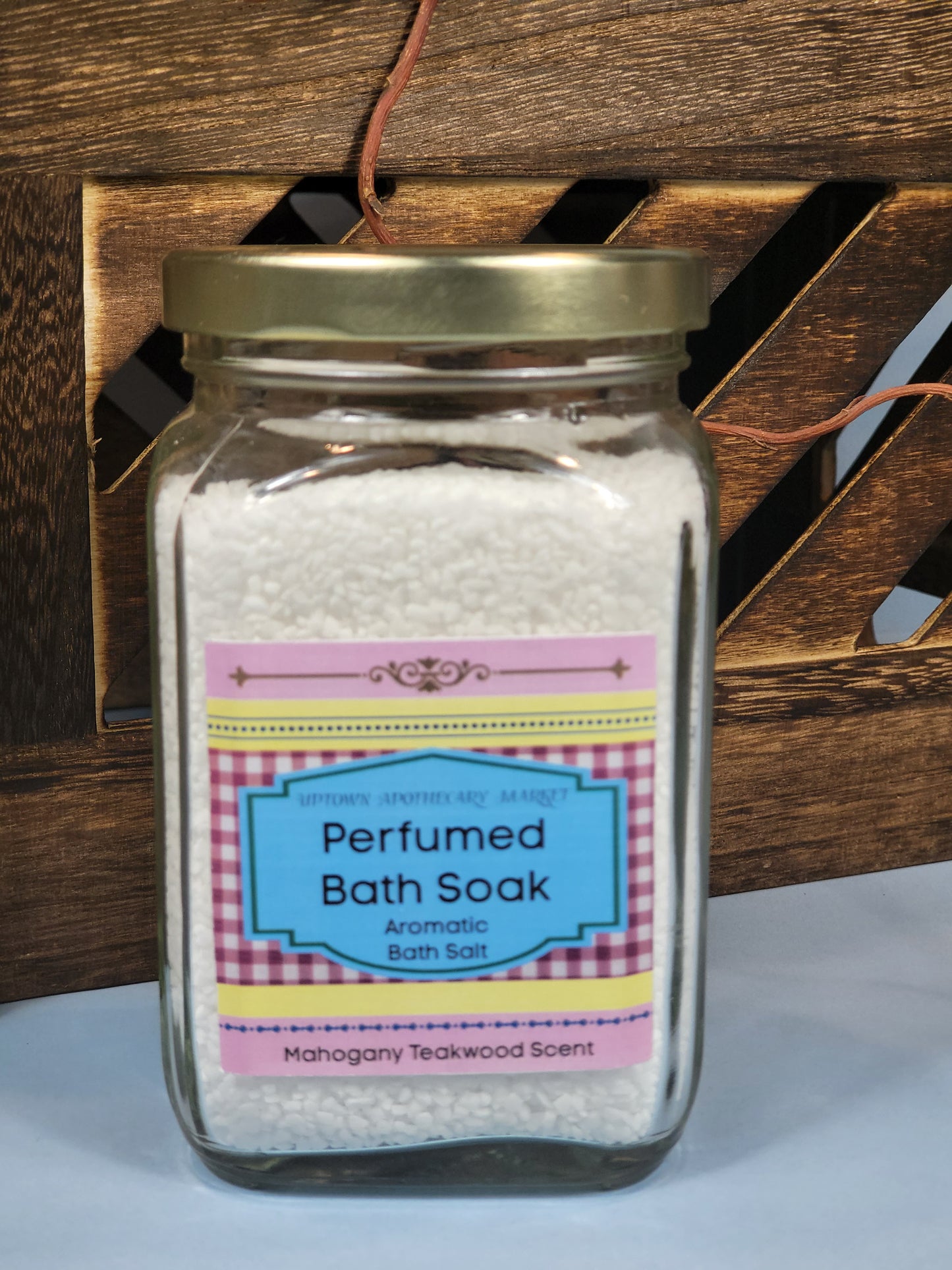 Perfumed Bath Soak Aromatic Bath Salts Unisex Mahogany Teakwood Essential Oil Bend 10 oz