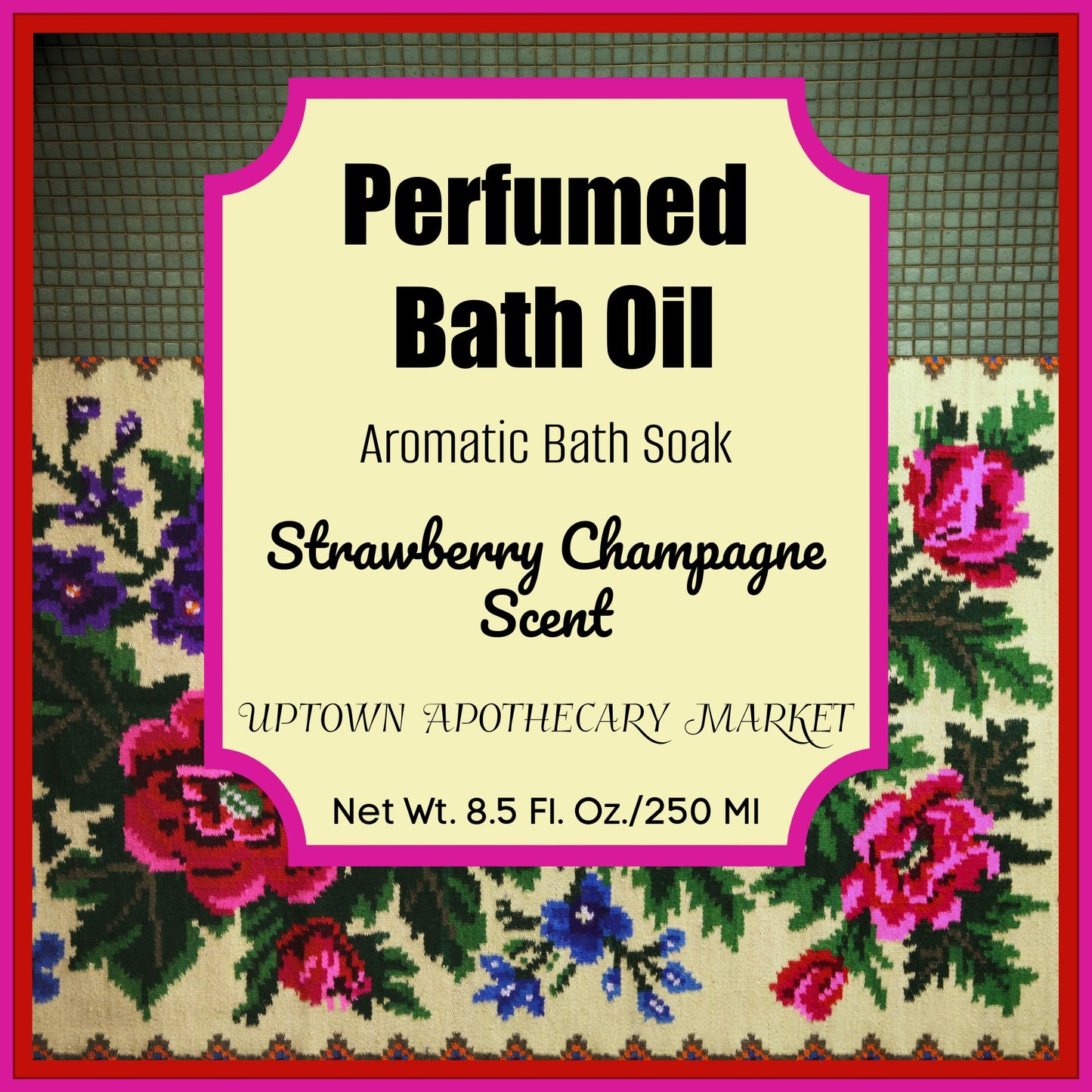 Perfumed Bath Oil Aromatic Bath Soak Strawberry Champagne Essential Oil Blend 8.5 fl. oz.