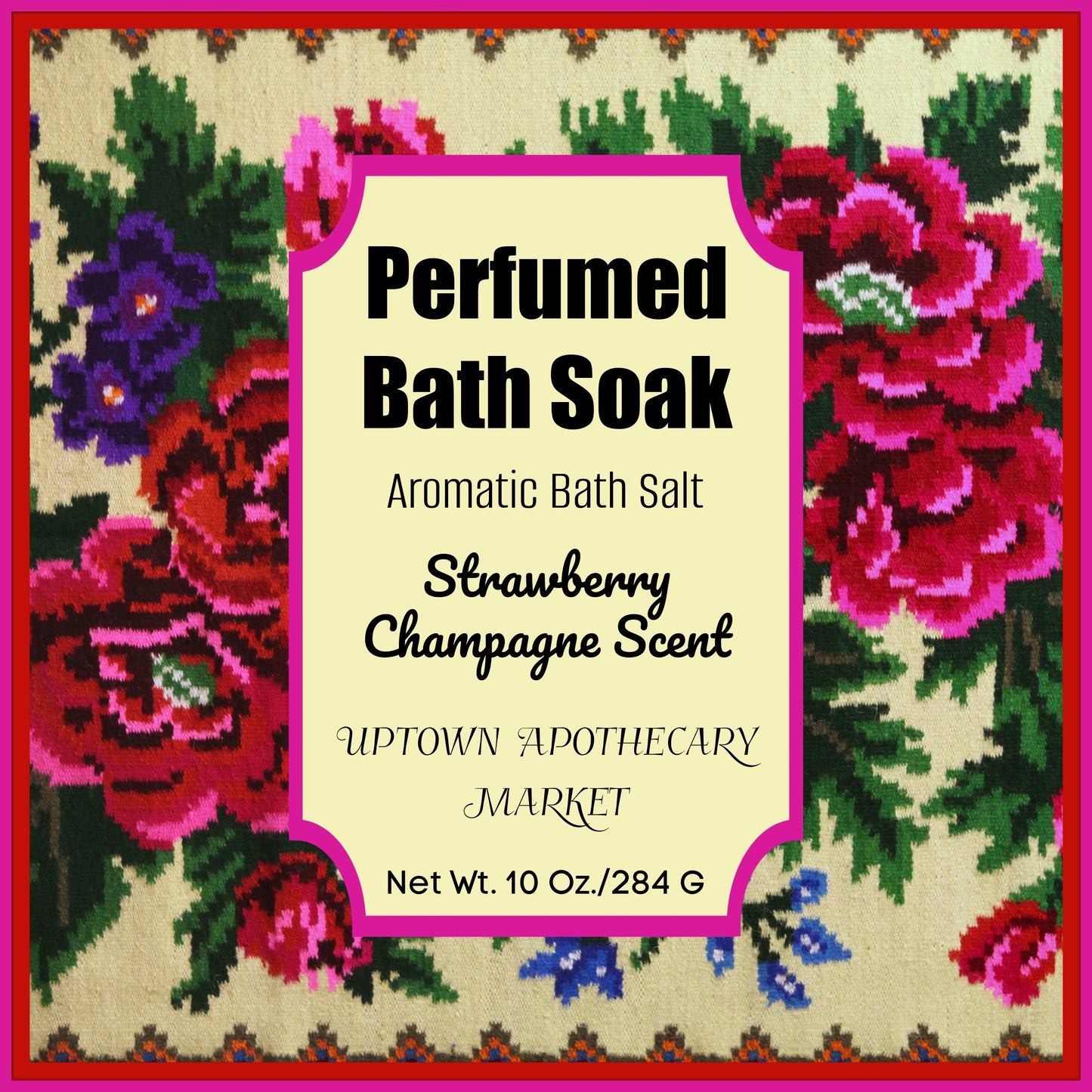 Perfumed Bath Soak Aromatic Bath Salts Strawberry Champagne Essential Oil Bend 10 oz