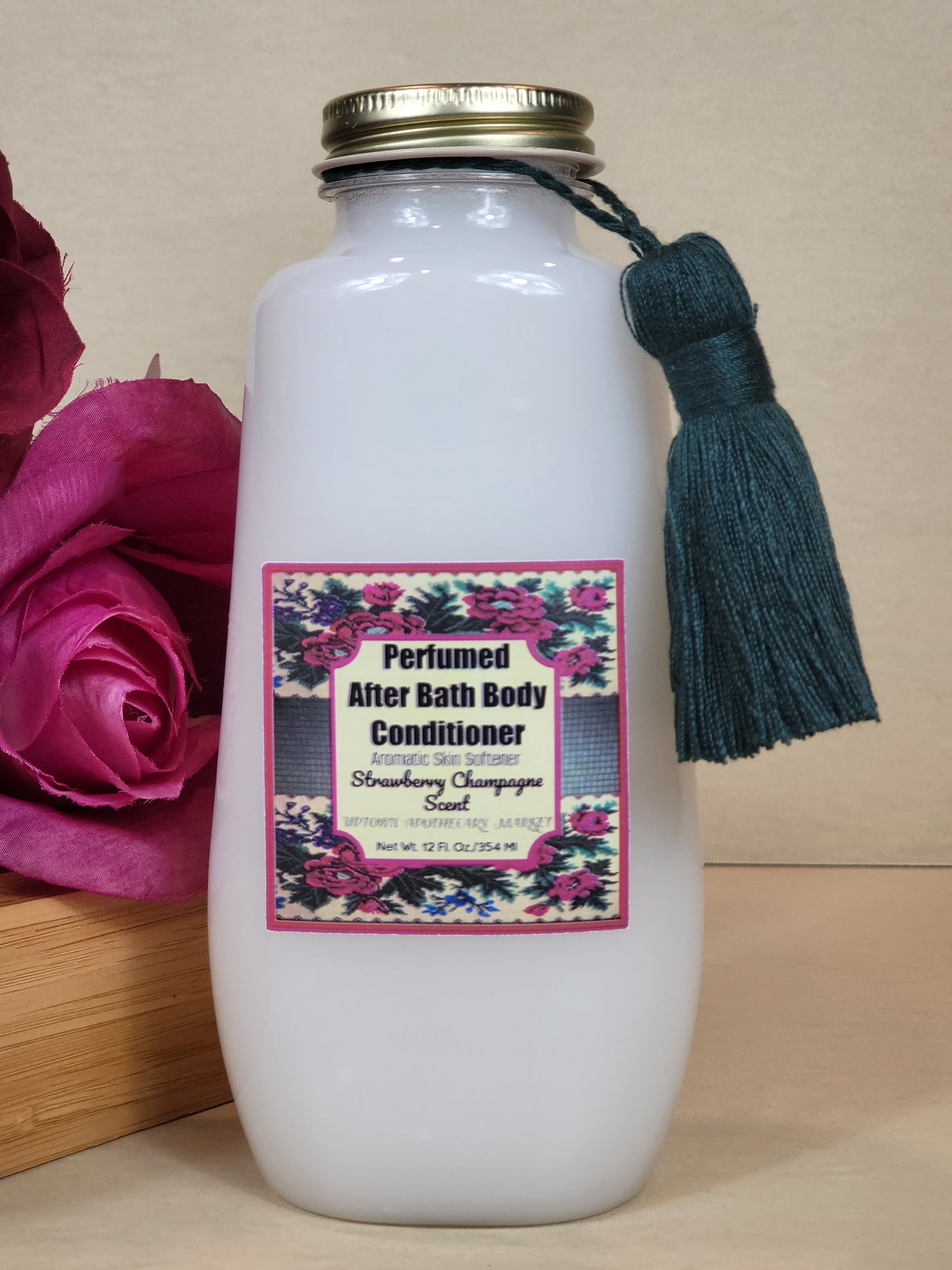 Perfumed After Bath Body Conditioner Skin Softening Conditioner Strawberry Champagne Essential Oil Blend 12 fl. oz.