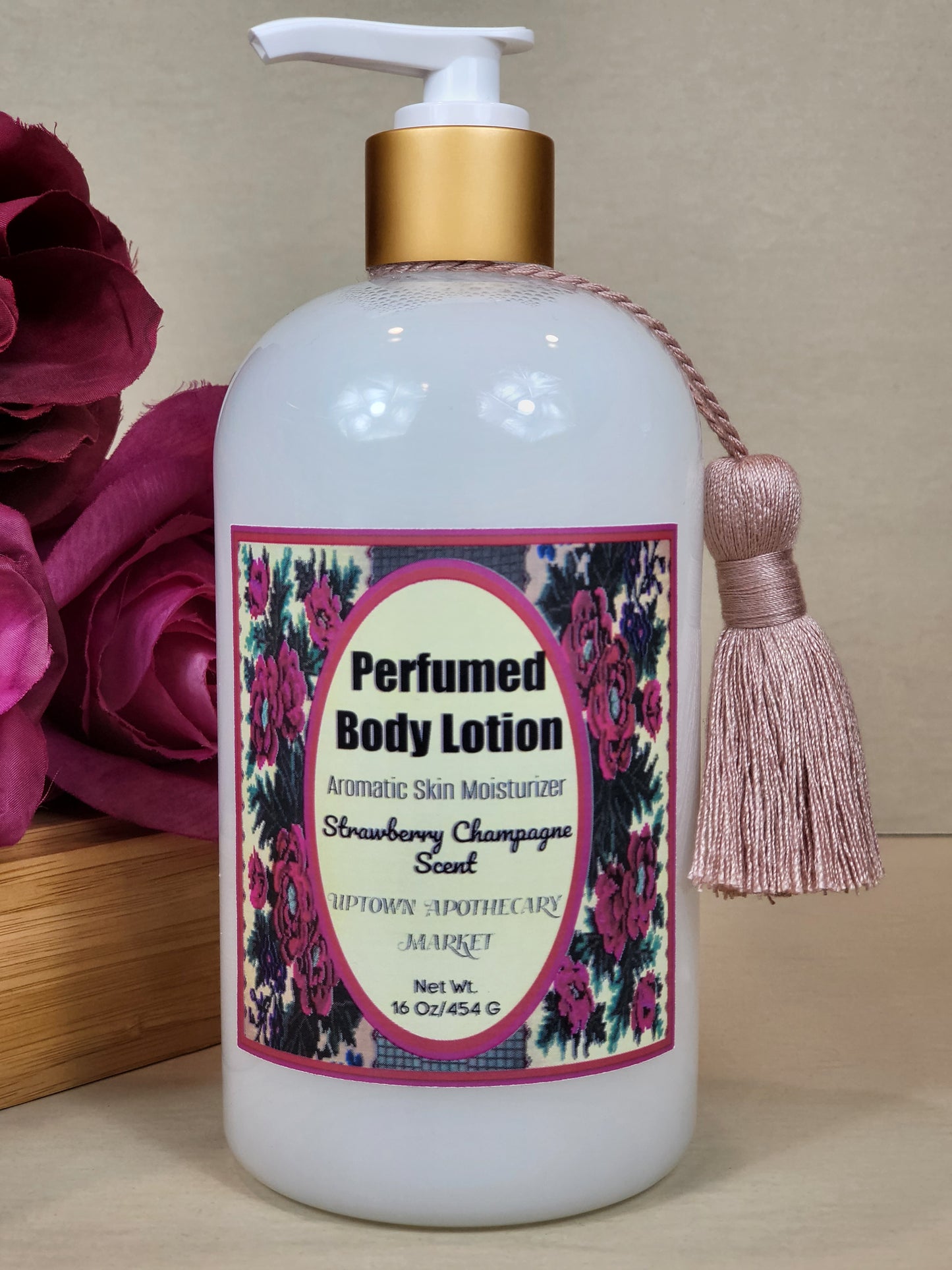 Perfumed Body Lotion Aromatic Skin Moisturizer Strawberry Champagne Essential Oil Blend 16 oz