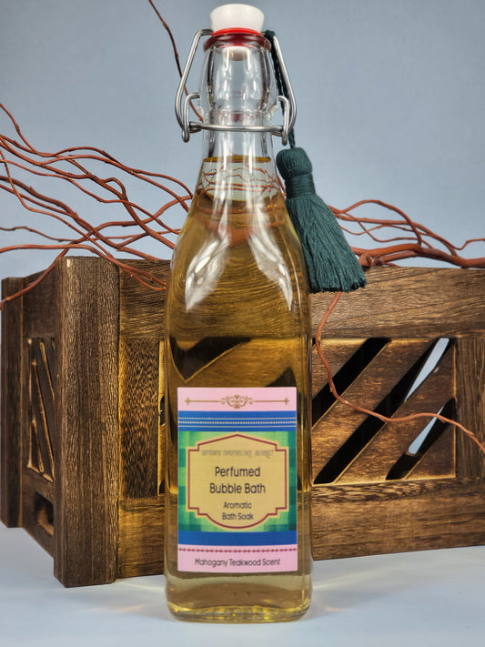 Perfumed Bubble Bath Aromatic Bath Soak Unisex Mahogany Teakwood Essential Oil Blend 17 fl. oz.