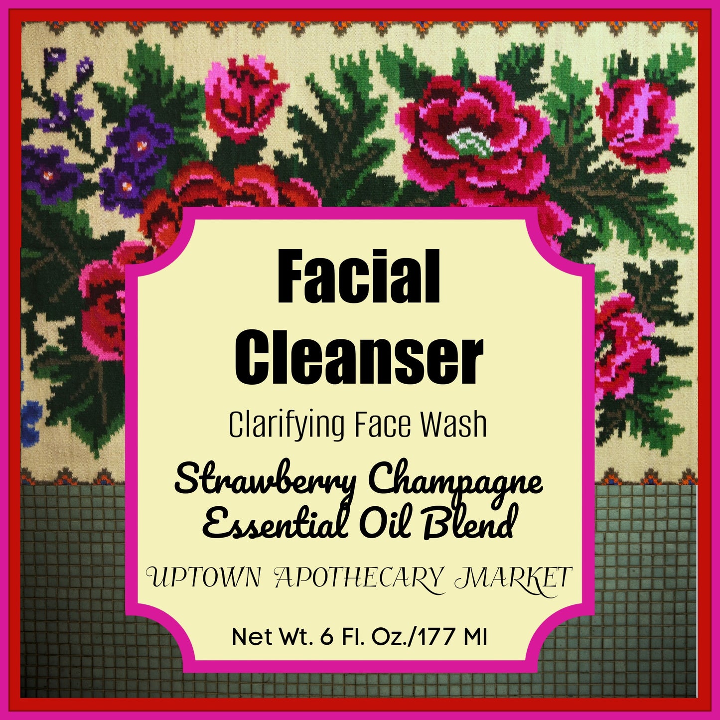 Facial Cleanser Clarifying Face Wash  Strawberry Champagne Essential Oil Blend 6 fl. oz.