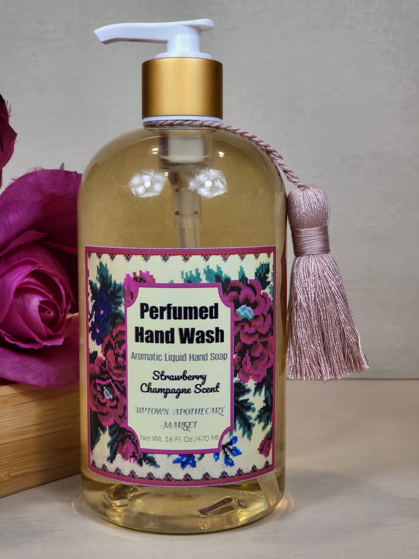 Perfumed Hand Soap Aromatic Liquid Hand Wash Strawberry Champagne Essential Oil Blend 16 fl. oz.