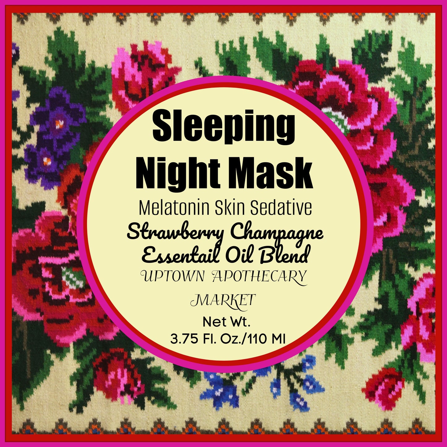 Sleeping Night Mask Melatonin Skin Sedative Strawberry Champagne Essential Oil Blend 3.75 fl. oz.